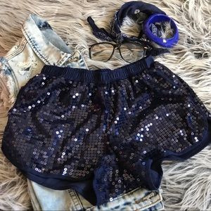 ☠️*3for$25* || Navy Blue sequin track shorts
